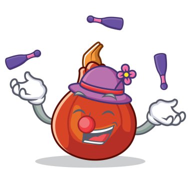 Kırmızı kuri squash maskot karikatür hokkabazlık