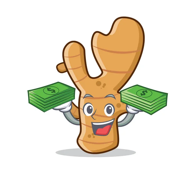 With money ginger mascot cartoon style — Stock Vector