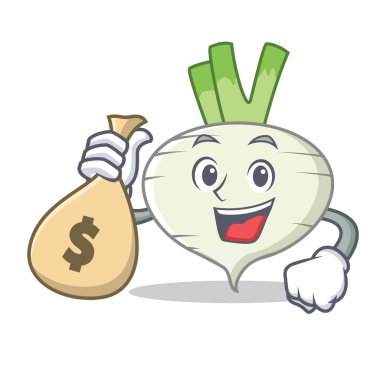 Para çantası şalgam karakter karikatür tarzı ile