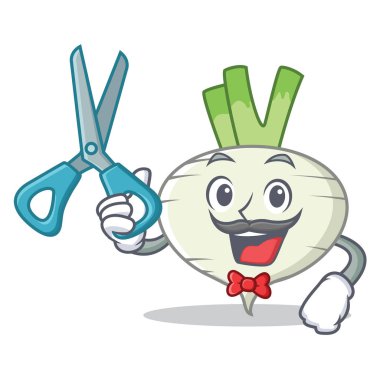 Şalgam karakter karikatür tarzı berber