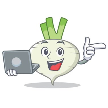 Dizüstü şalgam karakter karikatür tarzı ile