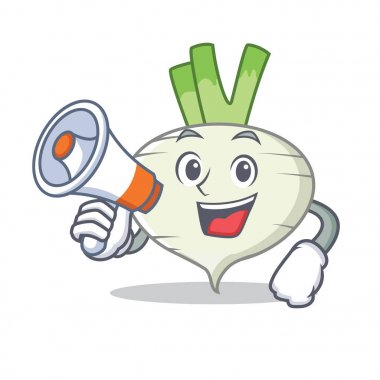 Megafon şalgam karakter karikatür tarzı ile