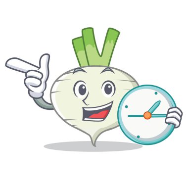 Saat şalgam karakter karikatür tarzı ile