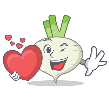 Kalp şalgam maskot karikatür tarzı ile