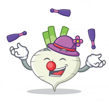 Şalgam maskot karikatür tarzı hokkabazlık