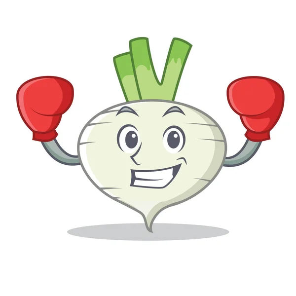 Boxing turnip character cartoon style — Stock Vector