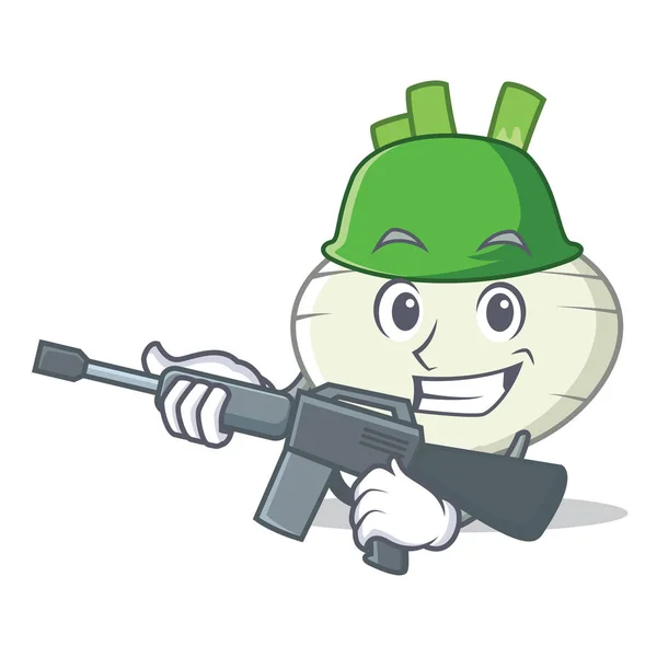 Exército estilo de desenho animado personagem nabo — Vetor de Stock