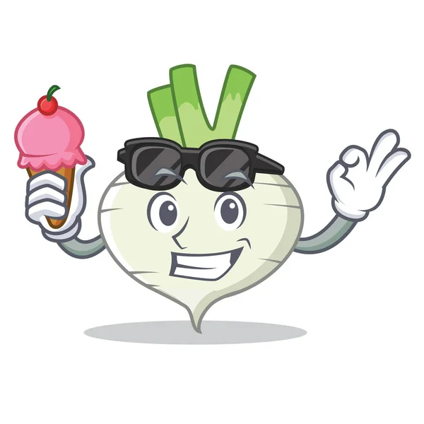 Avec crème glacée personnage de navet style dessin animé — Image vectorielle