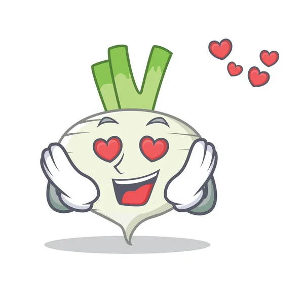 In love turnip mascot cartoon style — Stock Vector