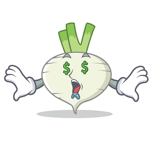 Money eye turnip mascot cartoon style — Stock Vector