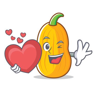 Kalp Balkabagi maskot karikatür ile