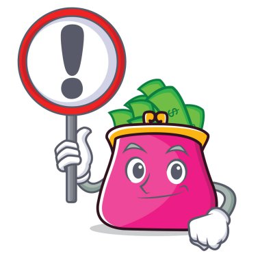 İşareti çanta karakter karikatür tarzı ile