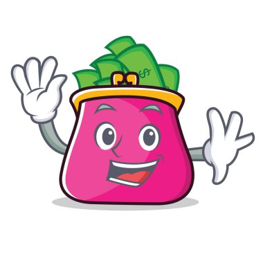 Çanta karakter karikatür tarzı sallayarak