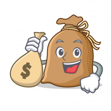 Para çanta çuval karakter karikatür tarzı ile