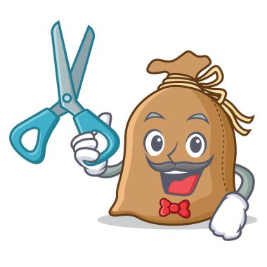 Kuaför çuval karakter karikatür tarzı