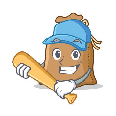 Oyun beysbol çuval karakter karikatür tarzı