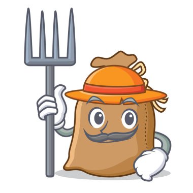 Çiftçi çuval karakter karikatür tarzı