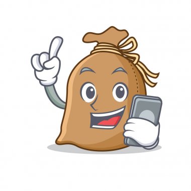 Telefon çuval karakter karikatür tarzı ile