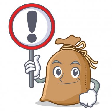 İşareti çuval karakter karikatür tarzı ile