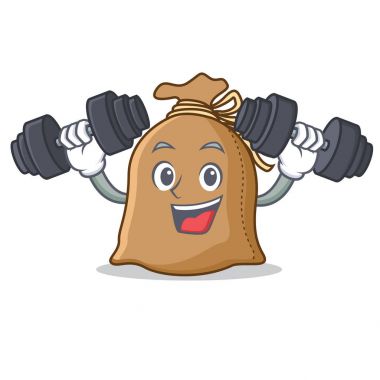 Fitness çuval karakter karikatür tarzı