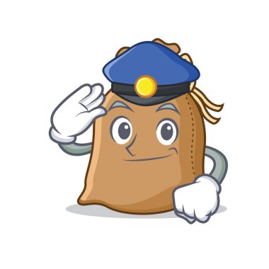 Polis karakter karikatür tarzı çuval