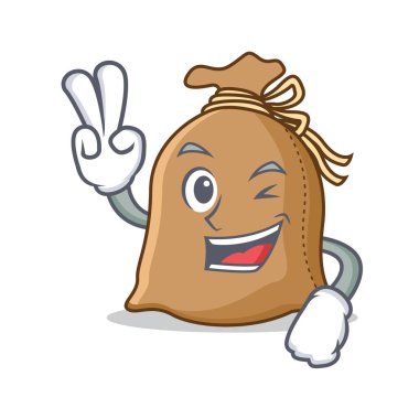 İki çuval karakter karikatür tarzı parmak