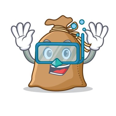 Dalış çuval karakter karikatür tarzı