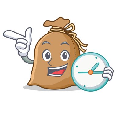 Saat çuval karakter karikatür tarzı ile