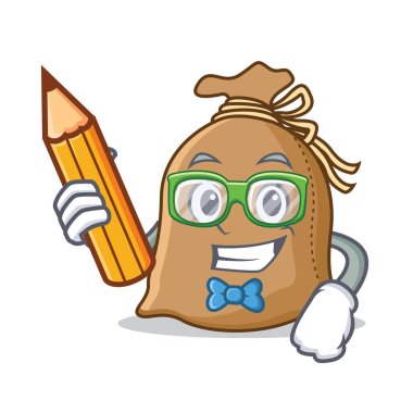 Öğrenci çuval karakter karikatür tarzı