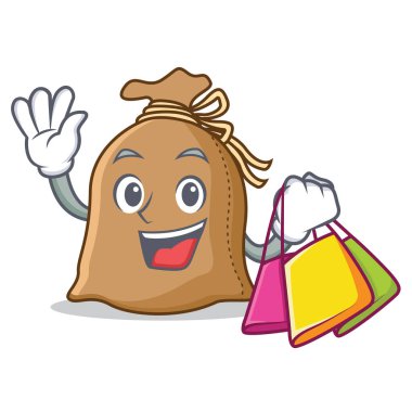 Çuval karakter karikatür tarzı alışveriş