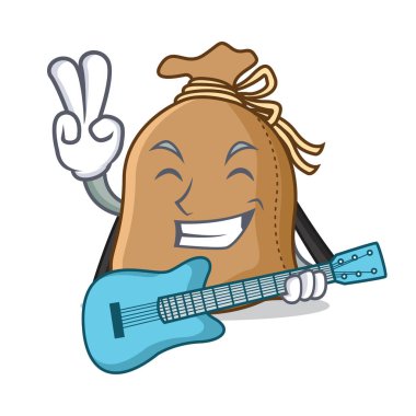 Gitar çuval maskot karikatür tarzı ile