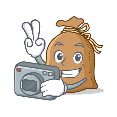 Fotoğrafçı çuval maskot karikatür tarzı