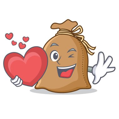 Kalp çuval maskot karikatür tarzı ile