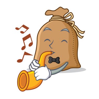 Trompet çuval maskot karikatür tarzı ile
