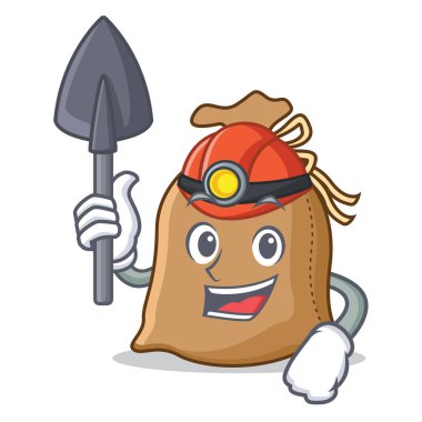 Madenci çuval maskot karikatür tarzı