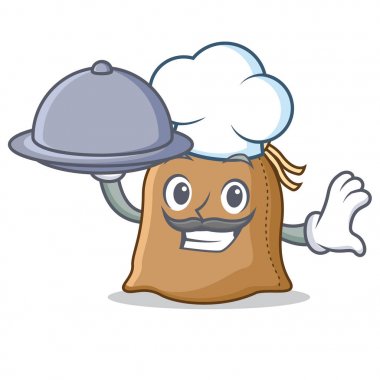 Şef gıda çuval maskot karikatür tarzı ile