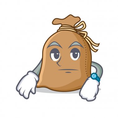 Bekleyen çuval maskot karikatür tarzı