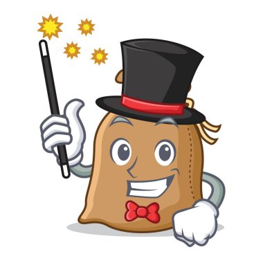 Sihirbaz çuval maskot karikatür tarzı