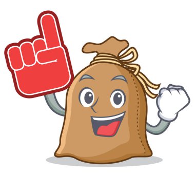 Köpük parmak çuval maskot karikatür tarzı