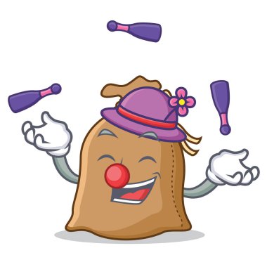 Hokkabazlık çuval maskot karikatür tarzı