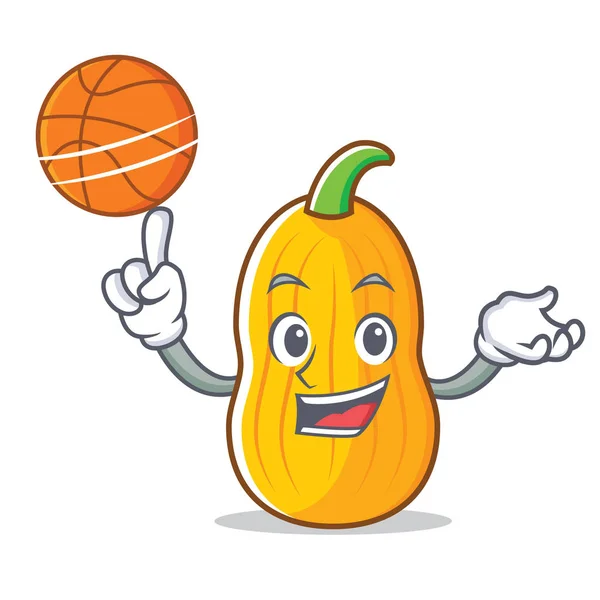 With basketball butternut squash character cartoon — Stock Vector