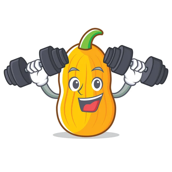 Fitness butternut squash karakter kartun - Stok Vektor