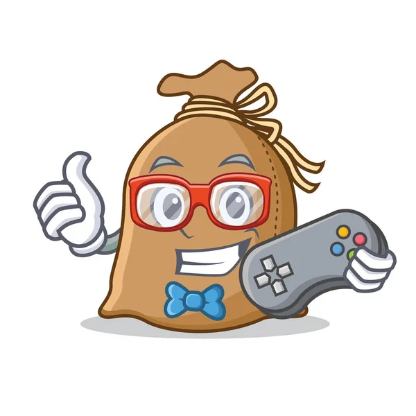 Gamer zak mascotte cartoon stijl — Stockvector