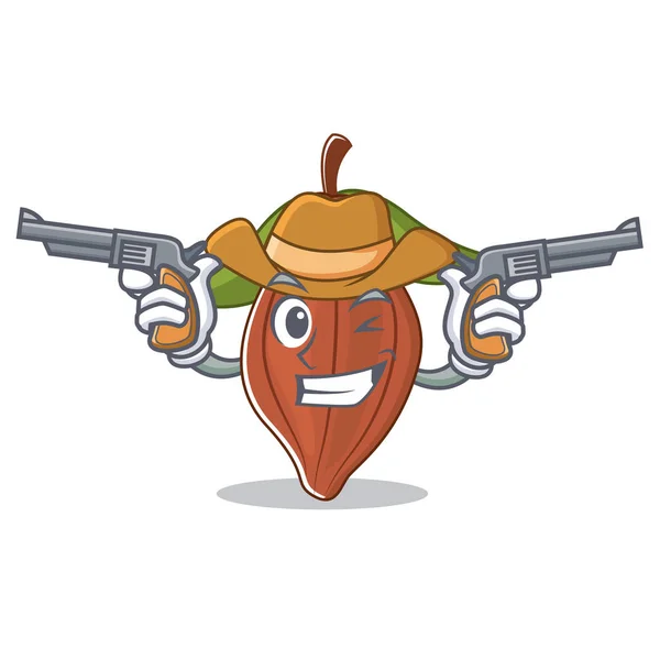 Cowboy cacao bonen karakter cartoon — Stockvector