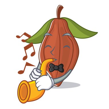 Trompet kakao bean maskot karikatür ile