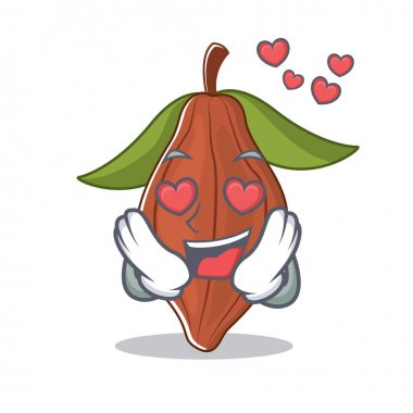 Aşk kakao bean maskot karikatür