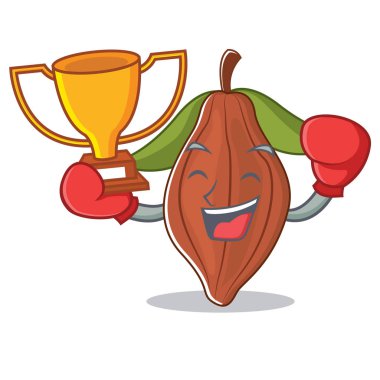 Boks şampiyonu kakao bean maskot çizgi film