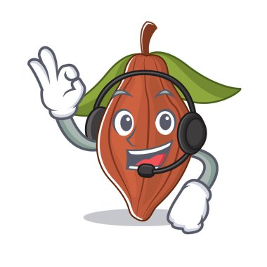 Kulaklık kakao bean maskot karikatür ile