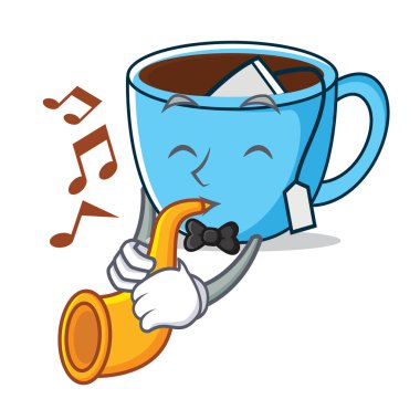 Trompet çay Kupası maskotu karikatür ile