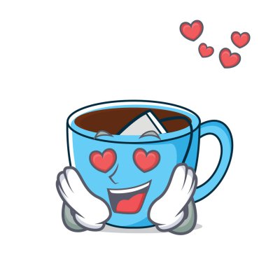 Aşk çay Kupası maskotu karikatür